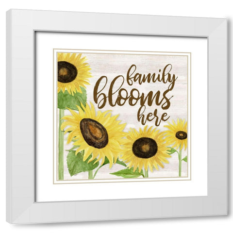 Fall Sunflower sentiment I-Family White Modern Wood Framed Art Print with Double Matting by Reed, Tara