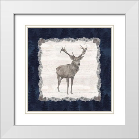 Blue Cliff Mountains II-Deer White Modern Wood Framed Art Print with Double Matting by Reed, Tara