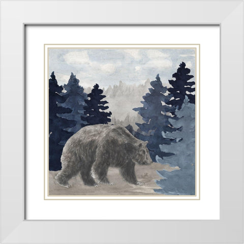Blue Cliff Mountains scene I-Bear White Modern Wood Framed Art Print with Double Matting by Reed, Tara