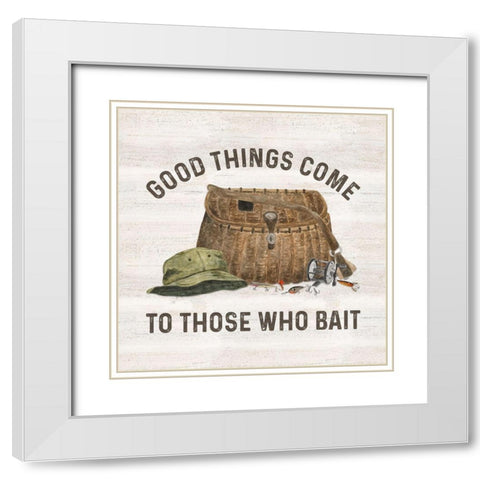 Less Talk More Fishing IV-Bait White Modern Wood Framed Art Print with Double Matting by Reed, Tara