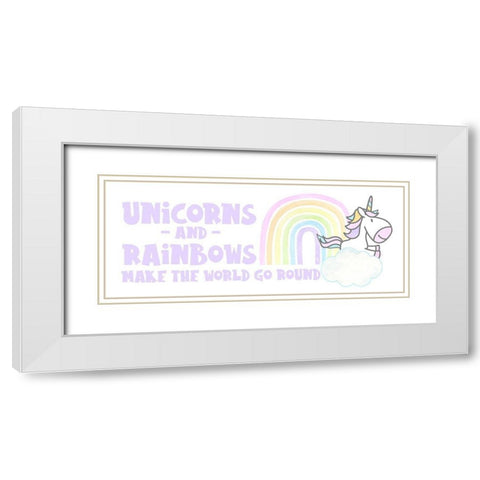 Pastel Rainbows panel II-Unicorns White Modern Wood Framed Art Print with Double Matting by Reed, Tara