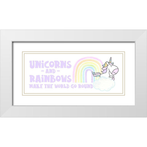 Pastel Rainbows panel II-Unicorns White Modern Wood Framed Art Print with Double Matting by Reed, Tara