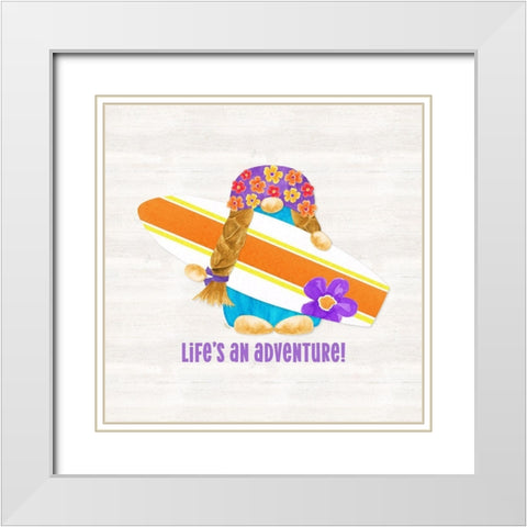 Gnomes of Summer sentiment IV-Adventure White Modern Wood Framed Art Print with Double Matting by Reed, Tara