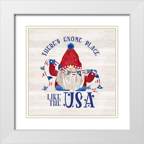 Patriotic Gnomes III-USA White Modern Wood Framed Art Print with Double Matting by Reed, Tara