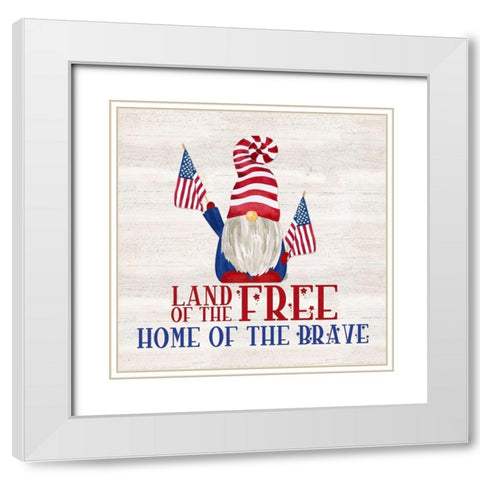 Patriotic Gnomes IV-Land of the Free White Modern Wood Framed Art Print with Double Matting by Reed, Tara