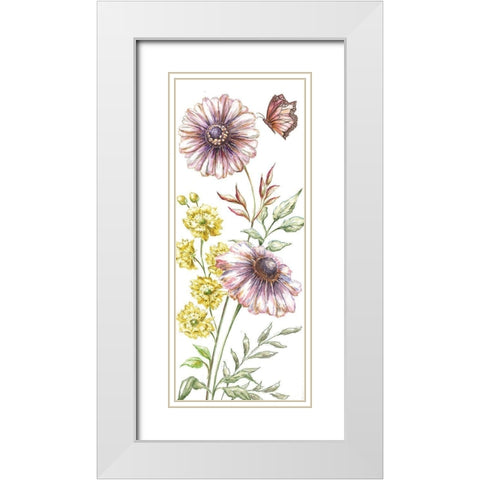 Wildflower Stem panel V White Modern Wood Framed Art Print with Double Matting by Tre Sorelle Studios