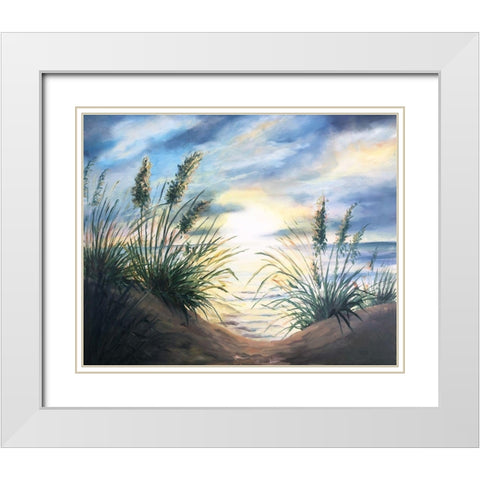 Coastal Sunrise Oil Painting square White Modern Wood Framed Art Print with Double Matting by Tre Sorelle Studios
