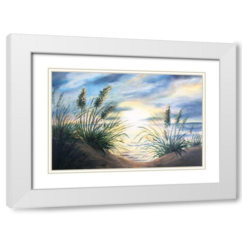 Coastal Sunrise Oil Painting landscape White Modern Wood Framed Art Print with Double Matting by Tre Sorelle Studios