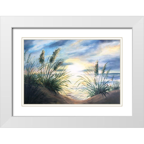 Coastal Sunrise Oil Painting landscape White Modern Wood Framed Art Print with Double Matting by Tre Sorelle Studios