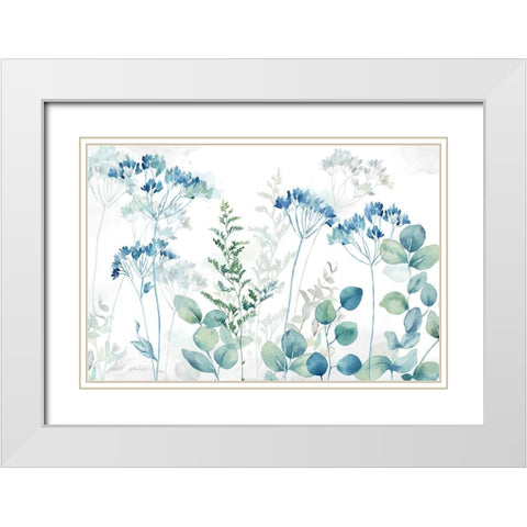 Botanical Landscape blue green White Modern Wood Framed Art Print with Double Matting by Coulter, Cynthia