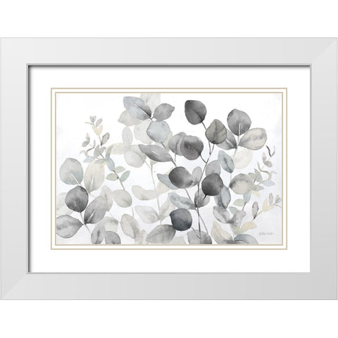 Eucalyptus Leaves landscape neutral White Modern Wood Framed Art Print with Double Matting by Coulter, Cynthia