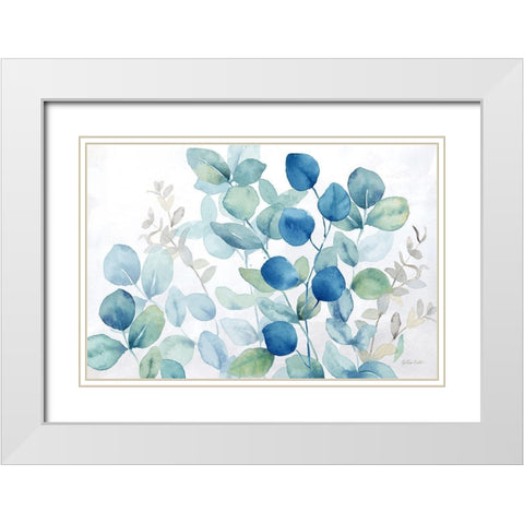 Eucalyptus Leaves landscape blue green White Modern Wood Framed Art Print with Double Matting by Coulter, Cynthia