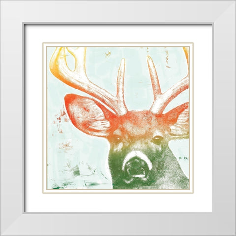 Portrait of a Deer rainbow White Modern Wood Framed Art Print with Double Matting by Cusson, Marie Elaine