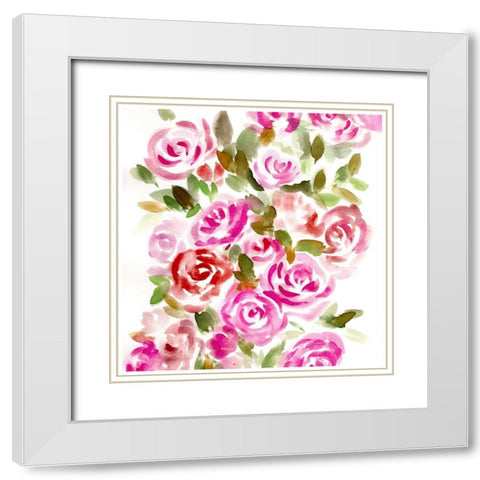 Bunches of Pink Square White Modern Wood Framed Art Print with Double Matting by Chapman, Marcy