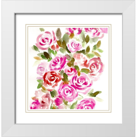 Bunches of Pink Square White Modern Wood Framed Art Print with Double Matting by Chapman, Marcy