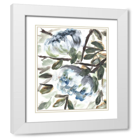Farmhouse Blue Bush I White Modern Wood Framed Art Print with Double Matting by Chapman, Marcy