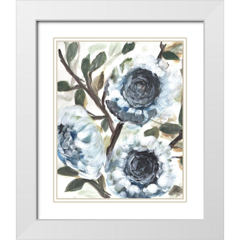 Farmhouse Blue Bush II White Modern Wood Framed Art Print with Double Matting by Chapman, Marcy