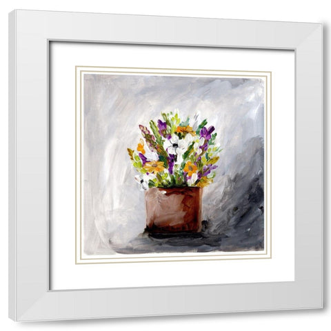 Spring Bouquet White Modern Wood Framed Art Print with Double Matting by Chapman, Marcy