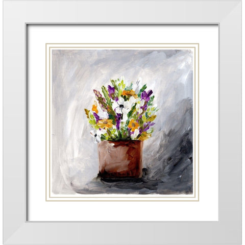 Spring Bouquet White Modern Wood Framed Art Print with Double Matting by Chapman, Marcy