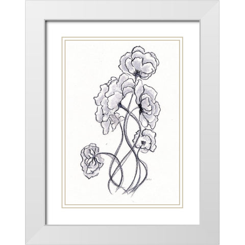 Blossoming Gray I White Modern Wood Framed Art Print with Double Matting by Chapman, Marcy
