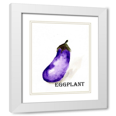 Veggie Sketch  VII-Eggplant White Modern Wood Framed Art Print with Double Matting by Chapman, Marcy