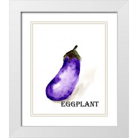 Veggie Sketch  VII-Eggplant White Modern Wood Framed Art Print with Double Matting by Chapman, Marcy