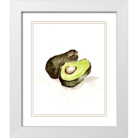 Veggie Sketch plain  II-Avocado White Modern Wood Framed Art Print with Double Matting by Chapman, Marcy