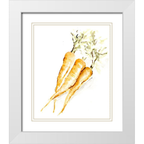 Veggie Sketch plain  V-Carrots White Modern Wood Framed Art Print with Double Matting by Chapman, Marcy