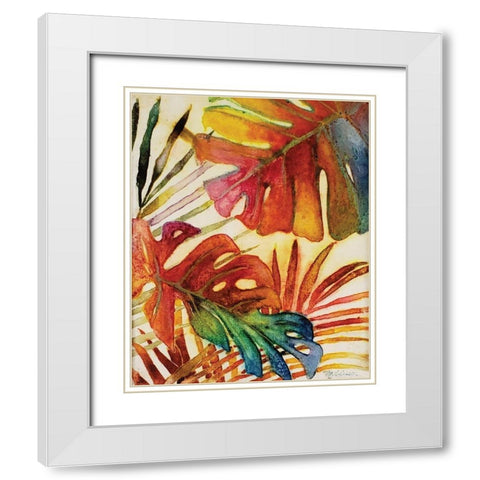 Tropic Botanicals I White Modern Wood Framed Art Print with Double Matting by Cusson, Marie Elaine