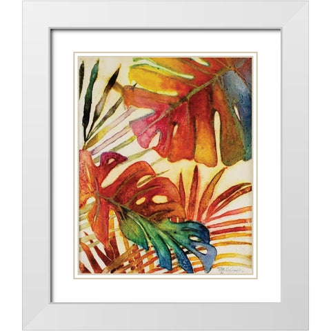 Tropic Botanicals I White Modern Wood Framed Art Print with Double Matting by Cusson, Marie Elaine
