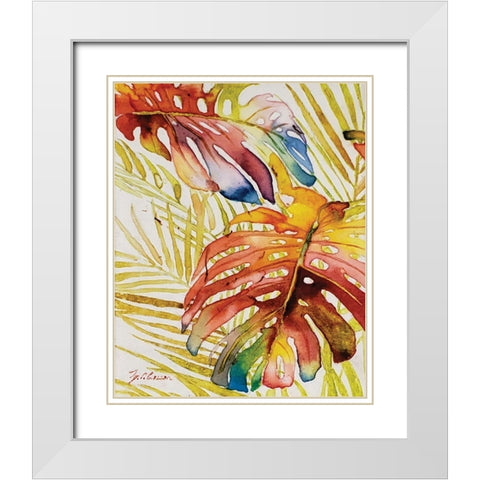 Tropic Botanicals II White Modern Wood Framed Art Print with Double Matting by Cusson, Marie Elaine