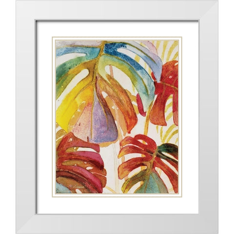 Tropic Botanicals III White Modern Wood Framed Art Print with Double Matting by Cusson, Marie Elaine