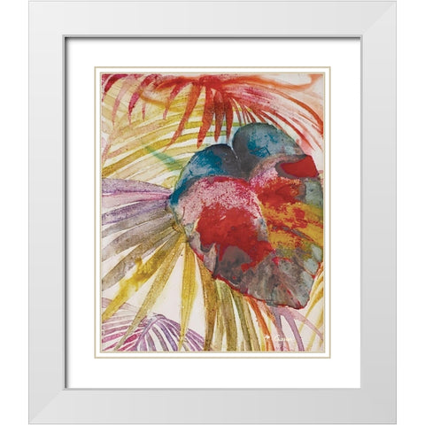 Tropic Botanicals V White Modern Wood Framed Art Print with Double Matting by Cusson, Marie Elaine
