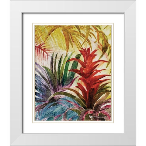 Tropic Botanicals VI White Modern Wood Framed Art Print with Double Matting by Cusson, Marie Elaine