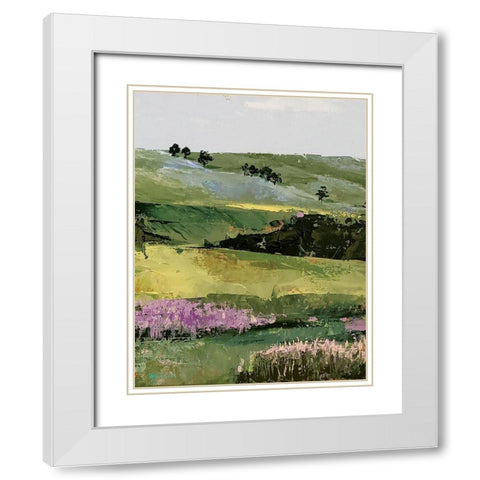 Flower Field portrait  II White Modern Wood Framed Art Print with Double Matting by Cusson, Marie Elaine