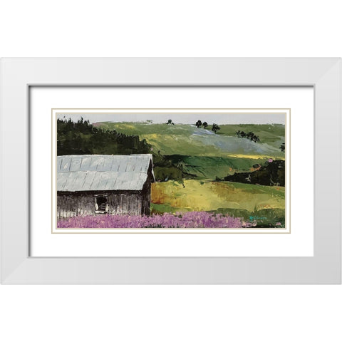 Flower Field  landscape White Modern Wood Framed Art Print with Double Matting by Cusson, Marie Elaine