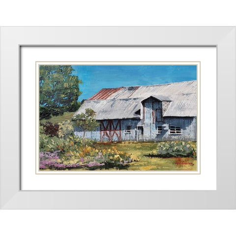 Portrait of a Barn  landscape White Modern Wood Framed Art Print with Double Matting by Cusson, Marie Elaine