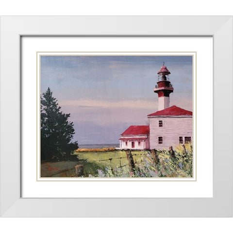Lighthouse Point White Modern Wood Framed Art Print with Double Matting by Cusson, Marie Elaine
