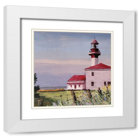 Lighthouse Point  square White Modern Wood Framed Art Print with Double Matting by Cusson, Marie Elaine
