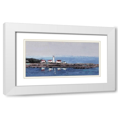 Lighthouse View White Modern Wood Framed Art Print with Double Matting by Cusson, Marie Elaine