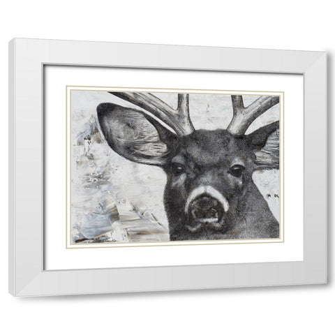 Deer landscape White Modern Wood Framed Art Print with Double Matting by Cusson, Marie Elaine