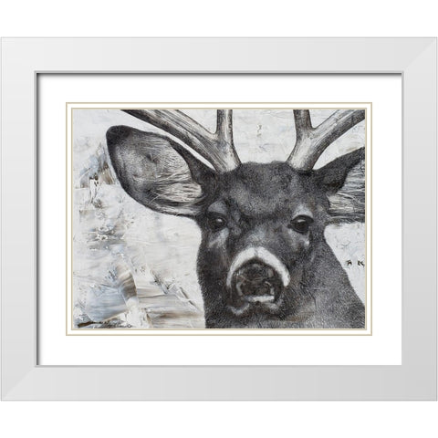 Deer landscape White Modern Wood Framed Art Print with Double Matting by Cusson, Marie Elaine