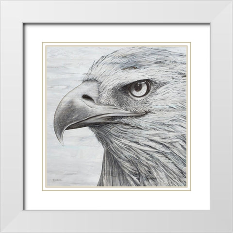 Portrait of an Eagle White Modern Wood Framed Art Print with Double Matting by Cusson, Marie Elaine
