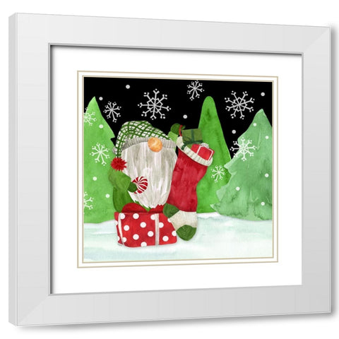Gnome for Christmas IV-Gnome Stocking White Modern Wood Framed Art Print with Double Matting by Reed, Tara