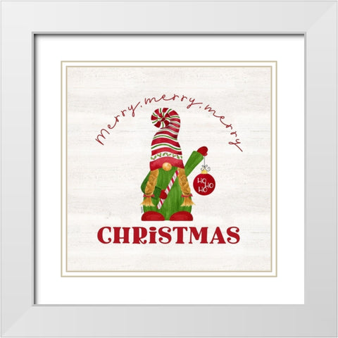 Gnome for Christmas Sentiment VI-Merry Christmas White Modern Wood Framed Art Print with Double Matting by Reed, Tara