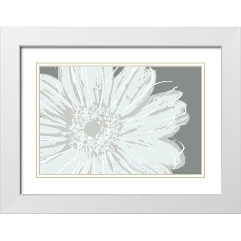 Flower Pop Sketch III-Greys White Modern Wood Framed Art Print with Double Matting by Cusson, Marie Elaine