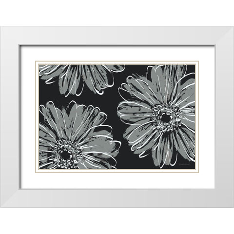 Flower Pop Sketch VII-Black BG White Modern Wood Framed Art Print with Double Matting by Cusson, Marie Elaine