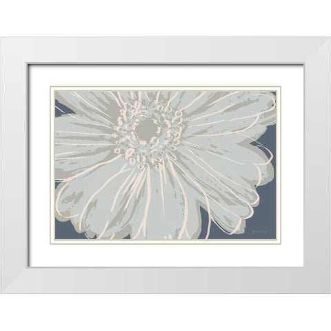 Flower Pop Sketch VIII-Blue BG White Modern Wood Framed Art Print with Double Matting by Cusson, Marie Elaine