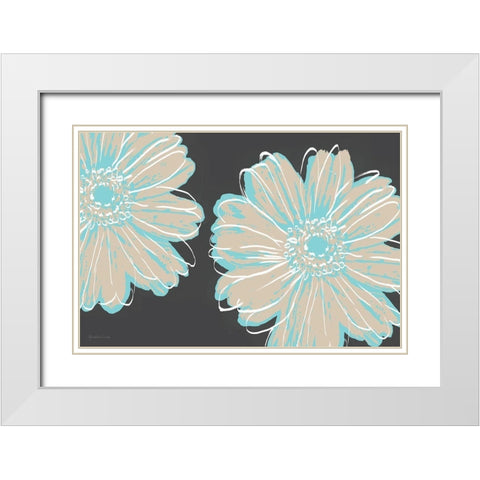 Flower Pop Sketch IX-Charcoal BG White Modern Wood Framed Art Print with Double Matting by Cusson, Marie Elaine