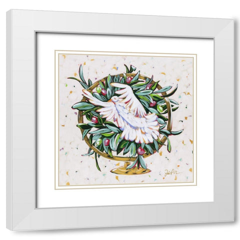 Globe Peace White Modern Wood Framed Art Print with Double Matting by Augustine, Jodi